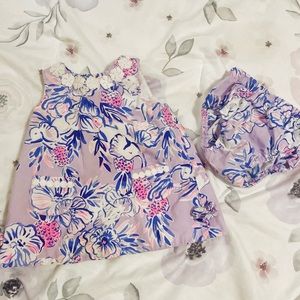 Lilly Pulitzer Baby Lilly Shift Dress -light Lilac Verbena Trunks in the Air 12M